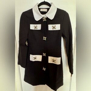 Sierra Darien Black and White Blazer Dress with Embellishments